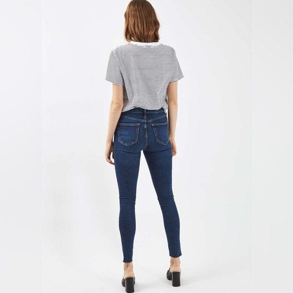 Topshop Jamie Skinny Jeans High Rise Ankle Length Raw Hem Dark Wash Size 26 - Picture 3 of 15